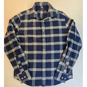 Untuckit Flannel Slim Fit Shirt Men Medium Blue Preppy Button Up 100% Cotton